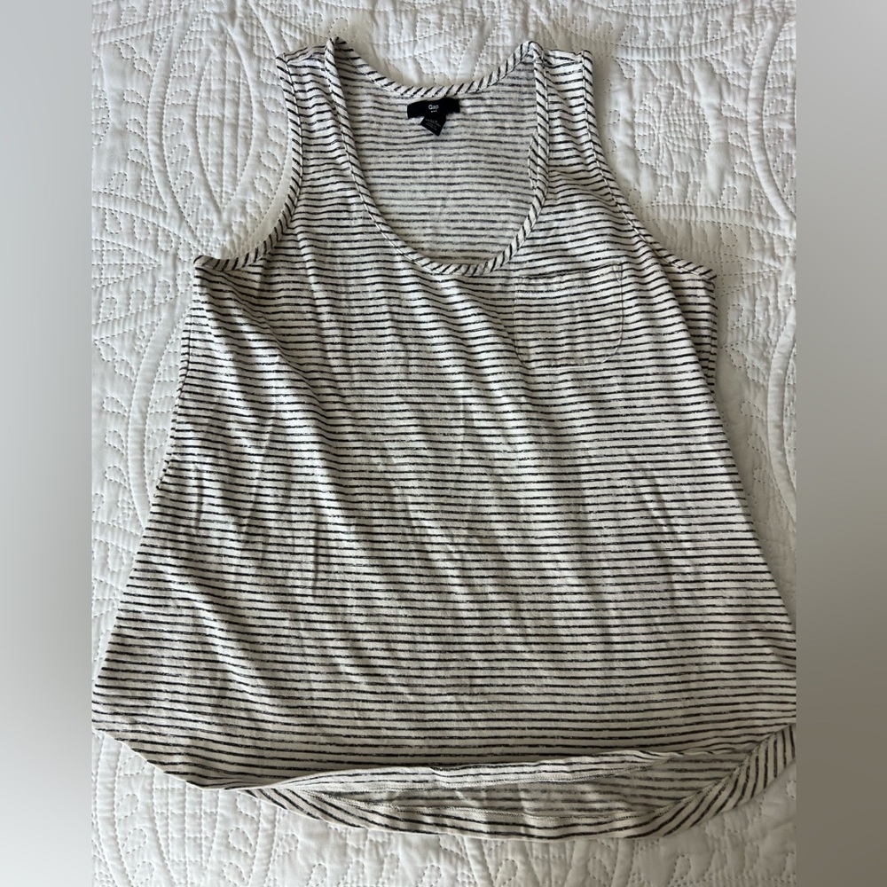 GAP Black and White Striped Tank Top